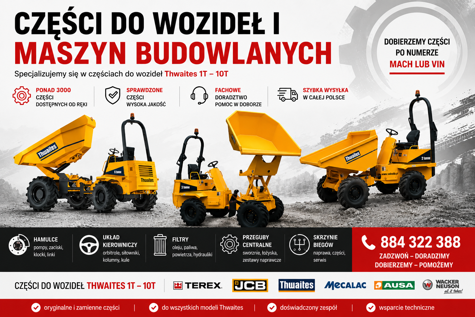 Wozidła sabuda -części Thwaites Benford terex